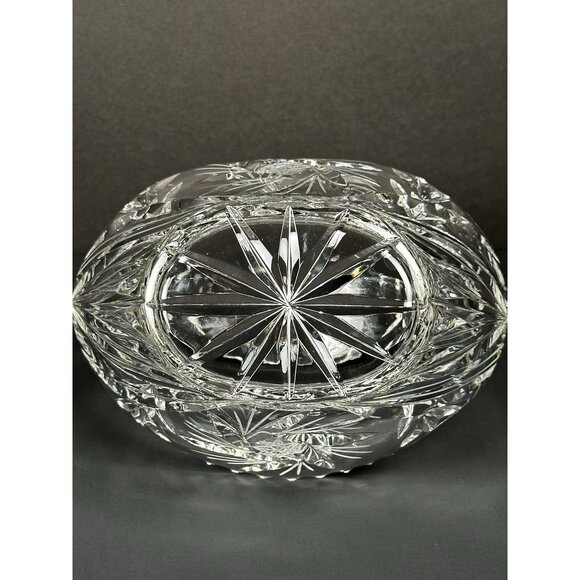 Vintage Pressed Glass Crystal Handled Basket Candy Dish Pinwheel Design - Picture 10 of 16